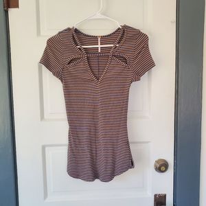 Free People short sleeve cutout fitted tee